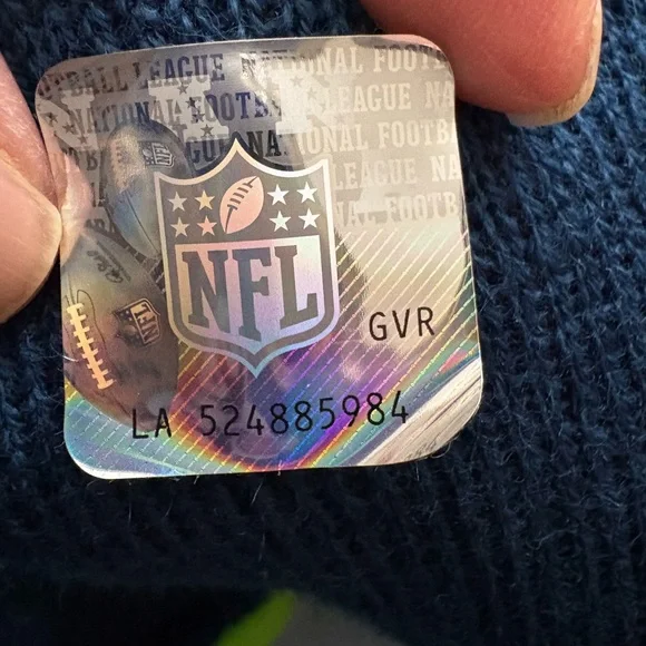 NFL Seattle Seahawks Navy and Neon Green Kids Beanie - Picture 4 of 4